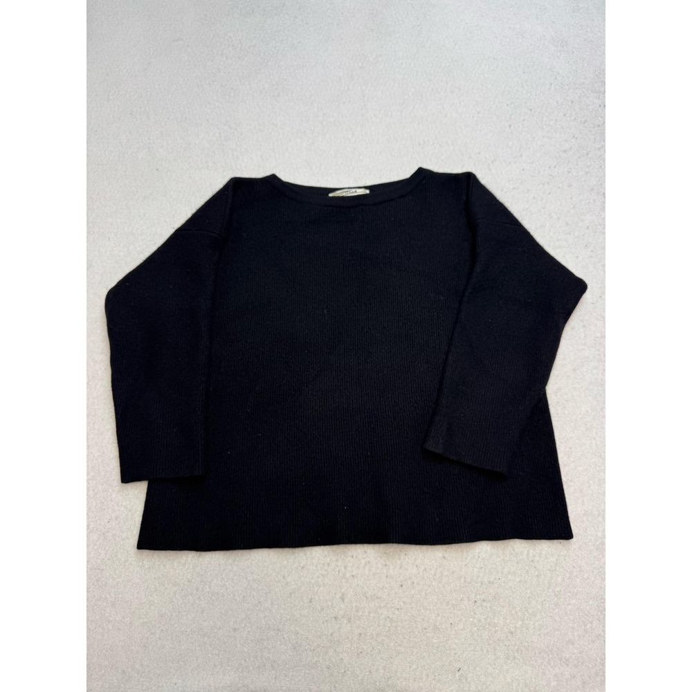Zoran Sweater Womens 2 Black Cashmere Silk Boat Neck 3/4 Sleeve Knit Pullover